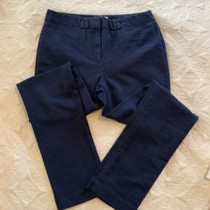 Navy straight leg pants.